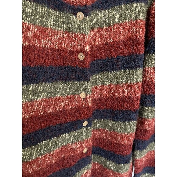 C C Hughes Sweater Women's Medium Button Front Cardigan Striped Mohair Blend - Picture 2 of 11